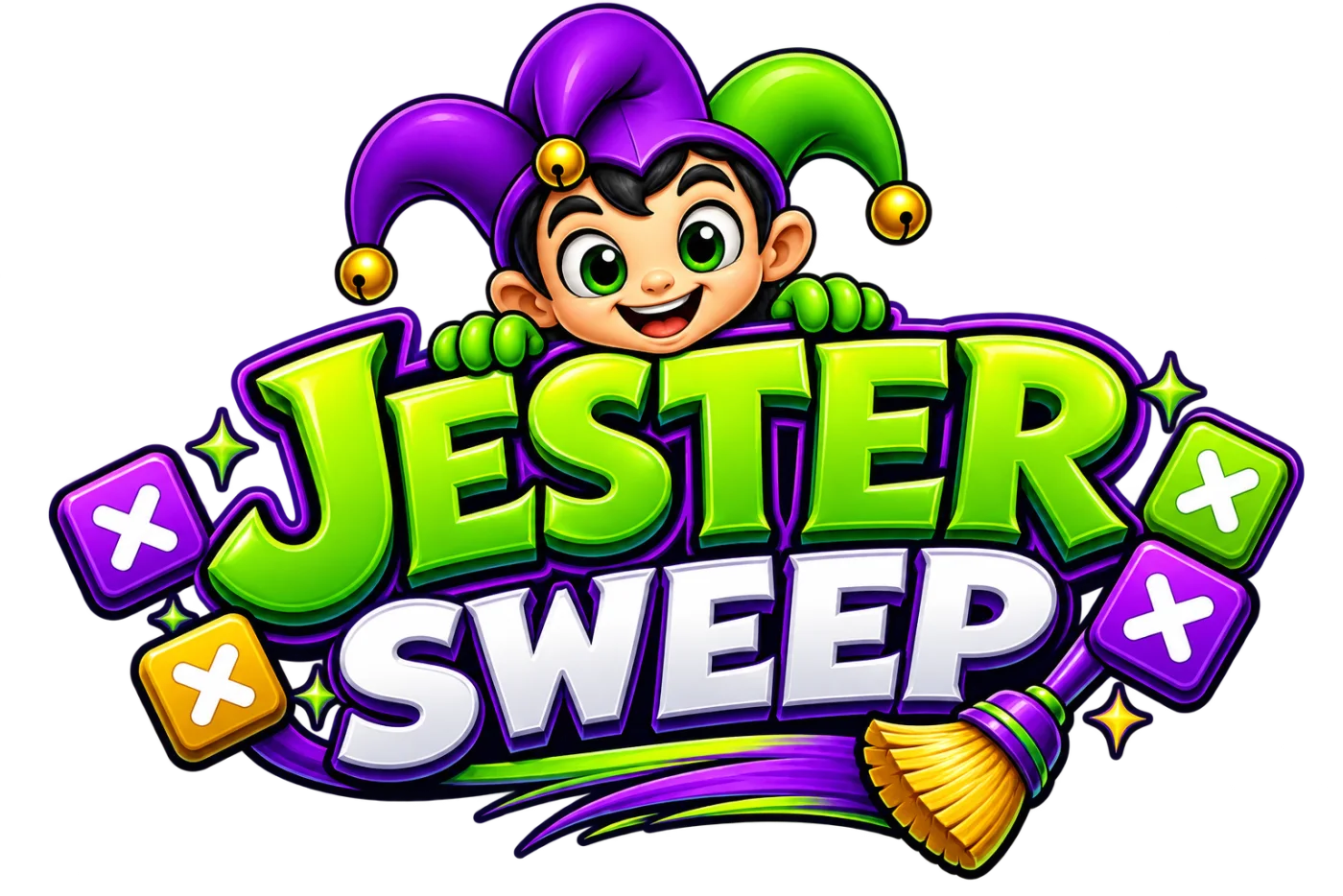 Jester Sweep logo with the smiling jester mascot