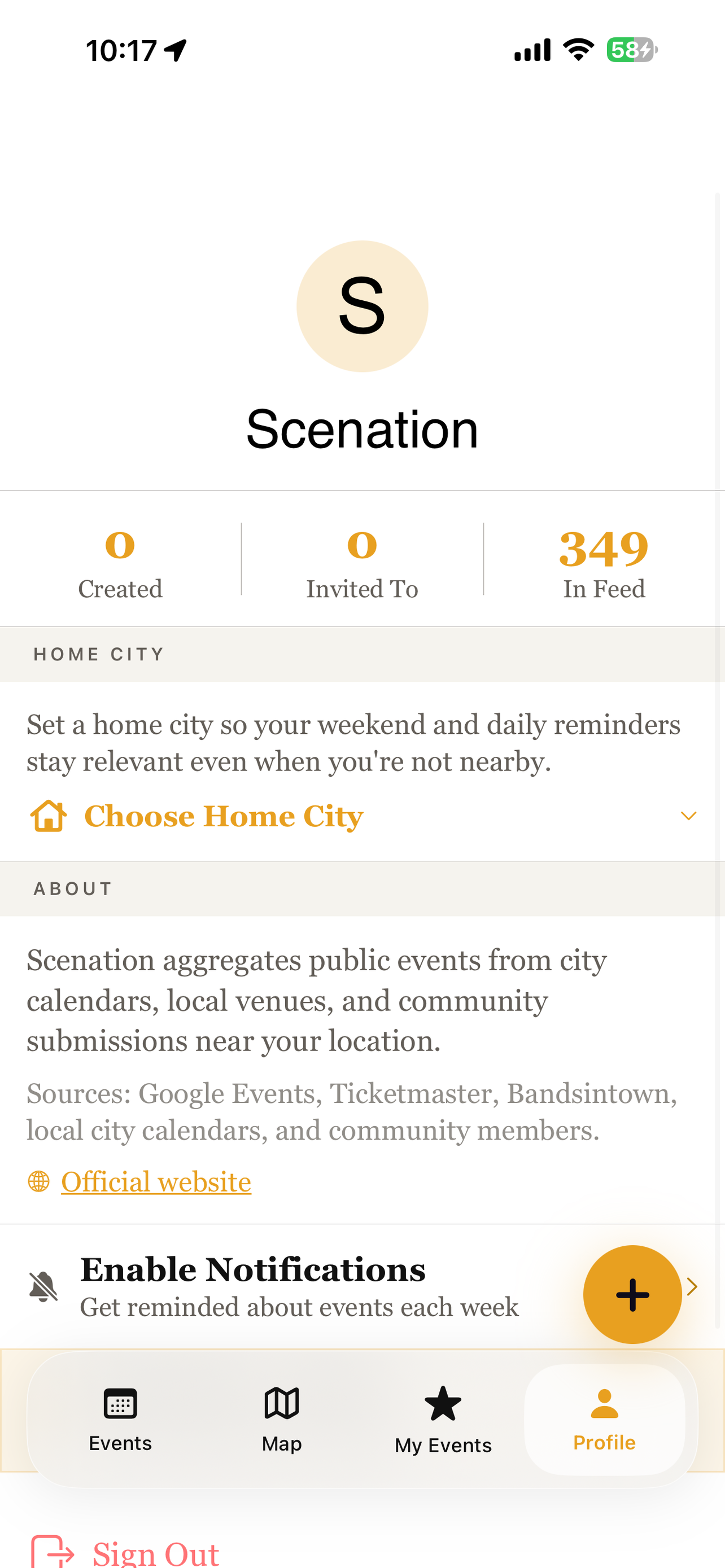 Scenation profile view