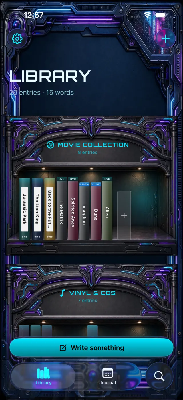 Motlio library in the Cyberpunk theme